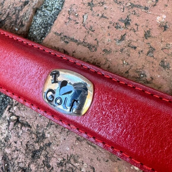 Brighton Red Leather Golf Belt Silver Conchos Size L 34 main image 9